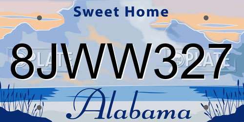 8JWW327 Alabama License Plate