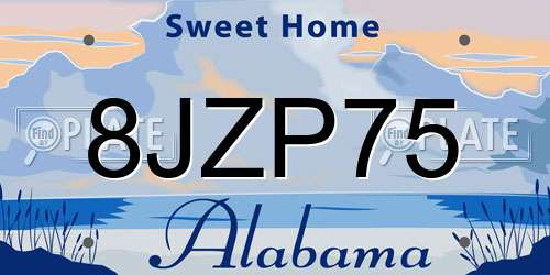 8JZP75 Alabama License Plate