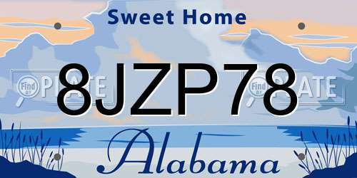 8JZP78 Alabama License Plate