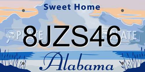 8JZS46 Alabama License Plate