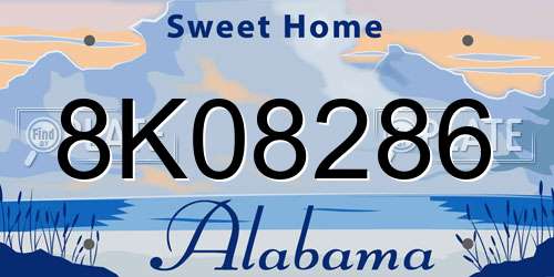 8K08286 Alabama License Plate