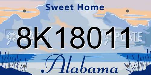 8K18011 Alabama License Plate