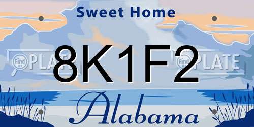 8K1F2 Alabama License Plate