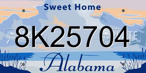 8K25704 Alabama License Plate