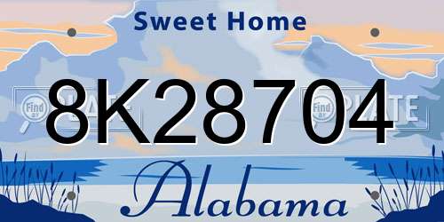 8K28704 Alabama License Plate