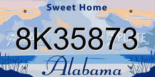 8K35873 Alabama License Plate