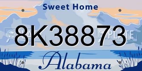 8K38873 Alabama License Plate