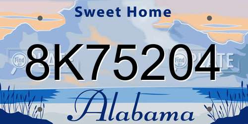 8K75204 Alabama License Plate