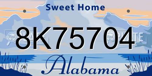 8K75704 Alabama License Plate