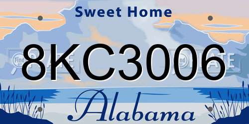 8KC3006 Alabama License Plate
