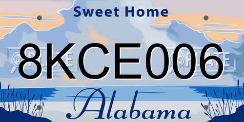 8KCE006 Alabama License Plate