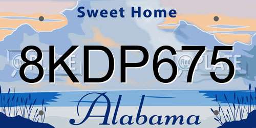 8KDP675 Alabama License Plate