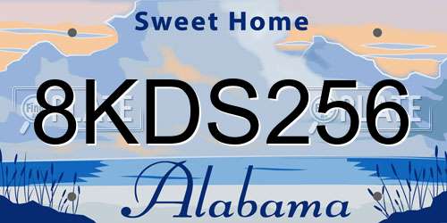 8KDS256 Alabama License Plate