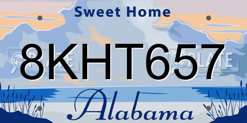 8KHT657 Alabama License Plate