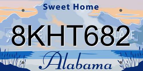 8KHT682 Alabama License Plate