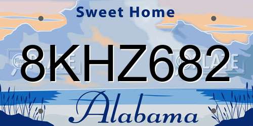 8KHZ682 Alabama License Plate