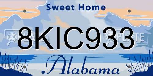 8KIC933 Alabama License Plate
