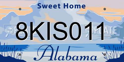 8KIS011 Alabama License Plate