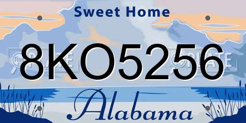 8KO5256 Alabama License Plate