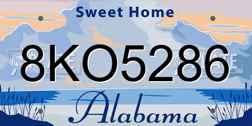 8KO5286 Alabama License Plate