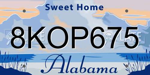 8KOP675 Alabama License Plate