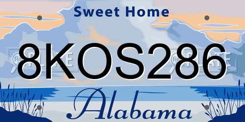 8KOS286 Alabama License Plate