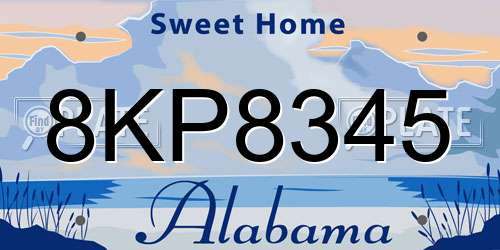 8KP8345 Alabama License Plate