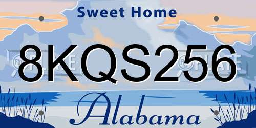 8KQS256 Alabama License Plate