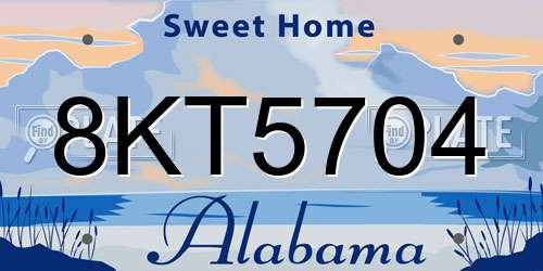 8KT5704 Alabama License Plate