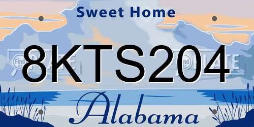8KTS204 Alabama License Plate