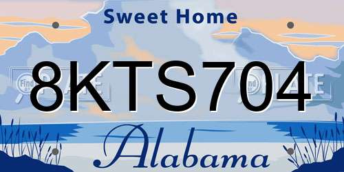 8KTS704 Alabama License Plate