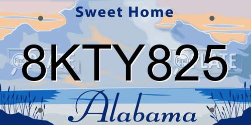 8KTY825 Alabama License Plate