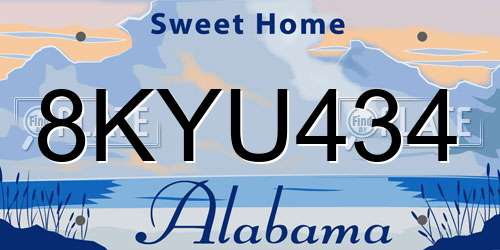 8KYU434 Alabama License Plate
