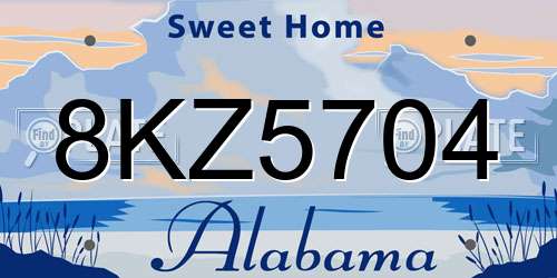8KZ5704 Alabama License Plate