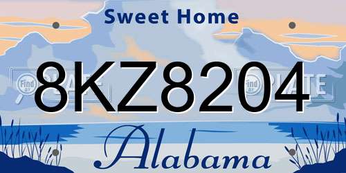 8KZ8204 Alabama License Plate