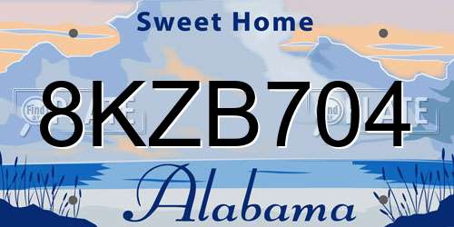 8KZB704 Alabama License Plate