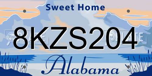 8KZS204 Alabama License Plate