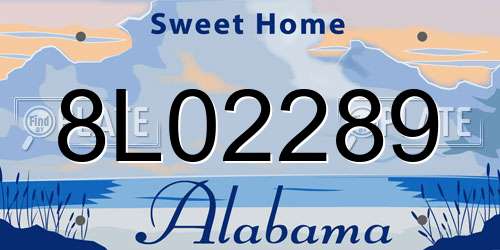 8L02289 Alabama License Plate