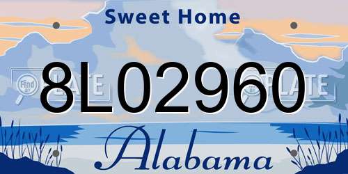 8L02960 Alabama License Plate