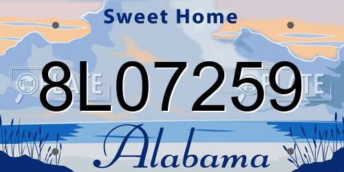 8L07259 Alabama License Plate