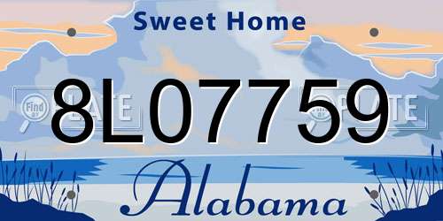8L07759 Alabama License Plate