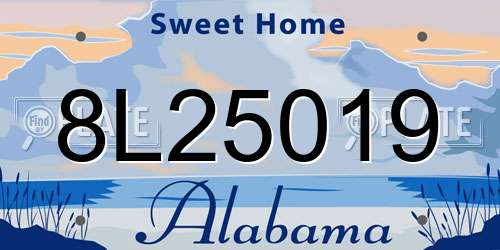 8L25019 Alabama License Plate