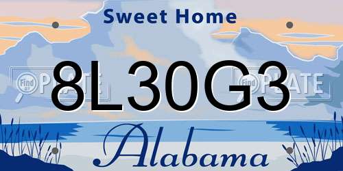 8L30G3 Alabama License Plate