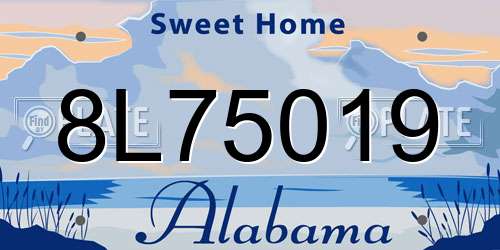 8L75019 Alabama License Plate