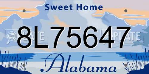 8L75647 Alabama License Plate