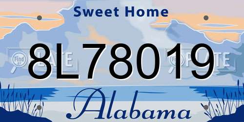8L78019 Alabama License Plate