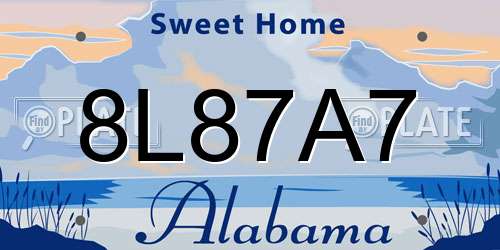 8L87A7 Alabama License Plate