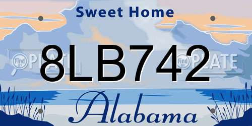 8LB742 Alabama License Plate