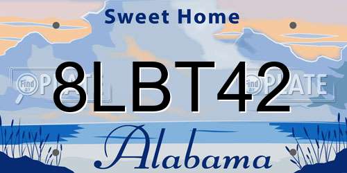8LBT42 Alabama License Plate