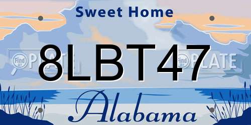 8LBT47 Alabama License Plate
